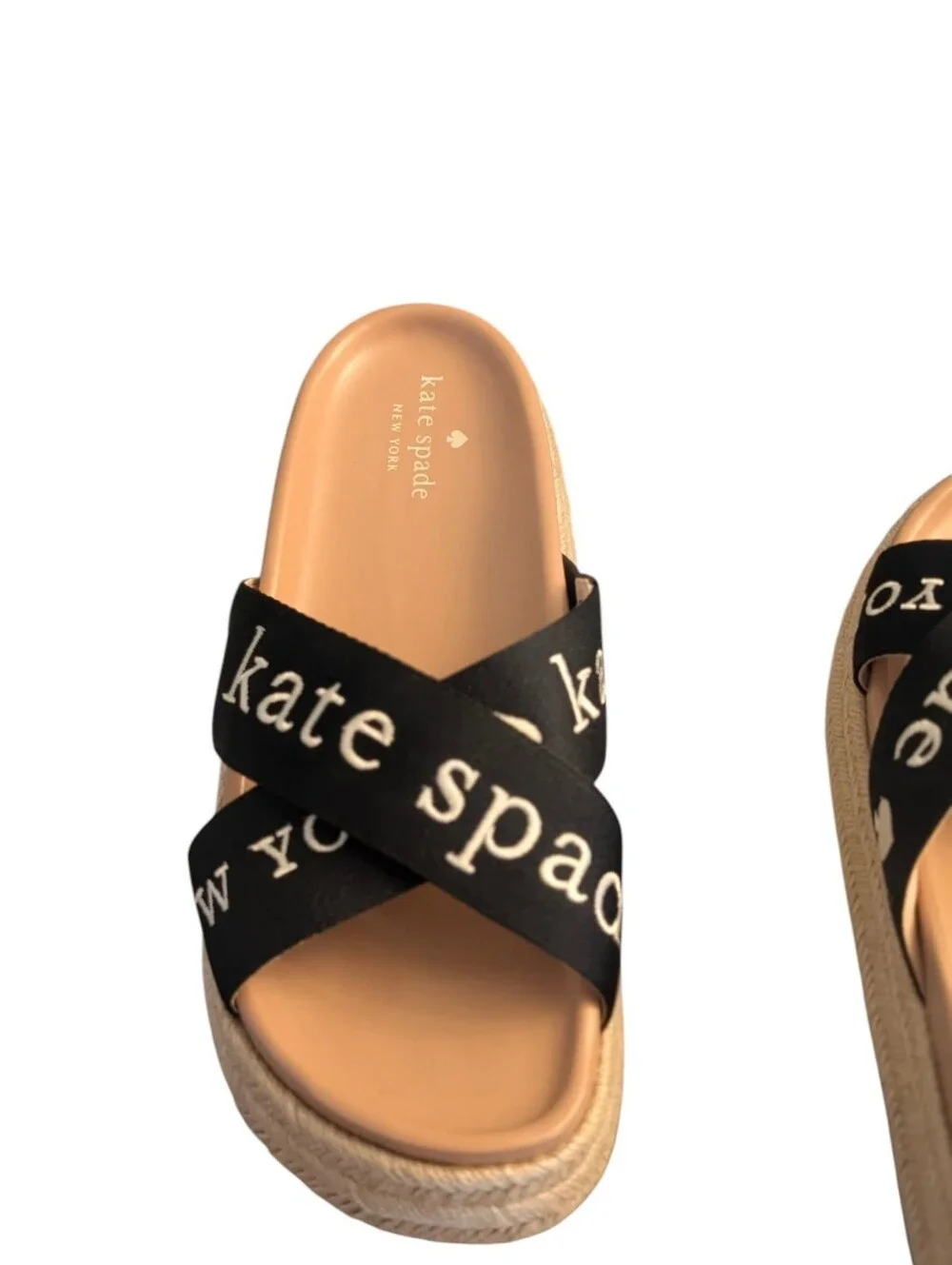 Kate Spade Piper Flatform Espadrilles Black & White lego Sandals size 10